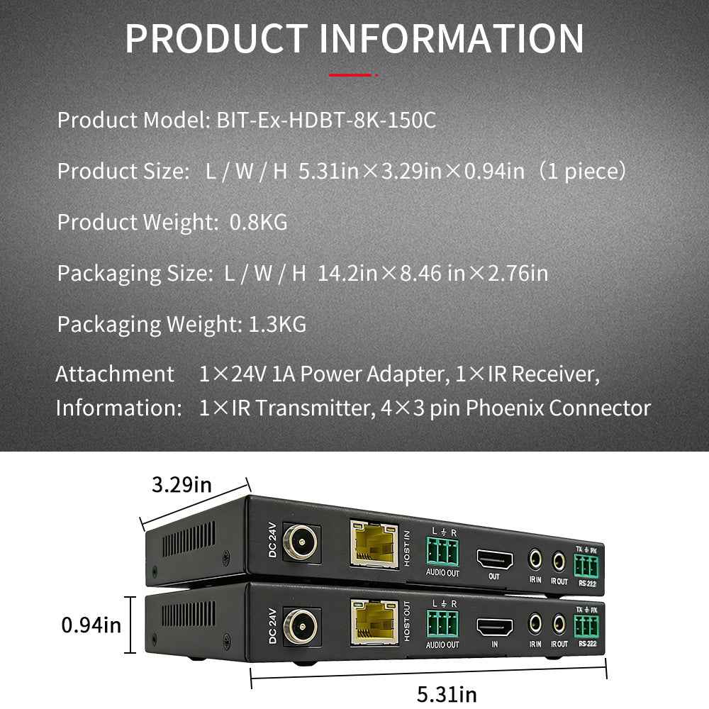 The 8K HDBaseT network extender can transmit networks within 150m