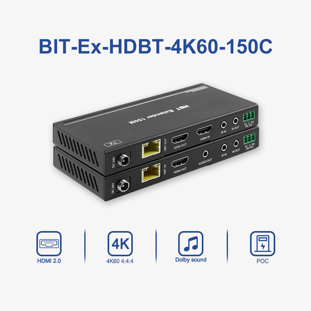 BIT Ex HDBT 4K60 150C 4K 120m HDBT HDMI Extender PoC 2K 150m HDCP 1.4/2.2