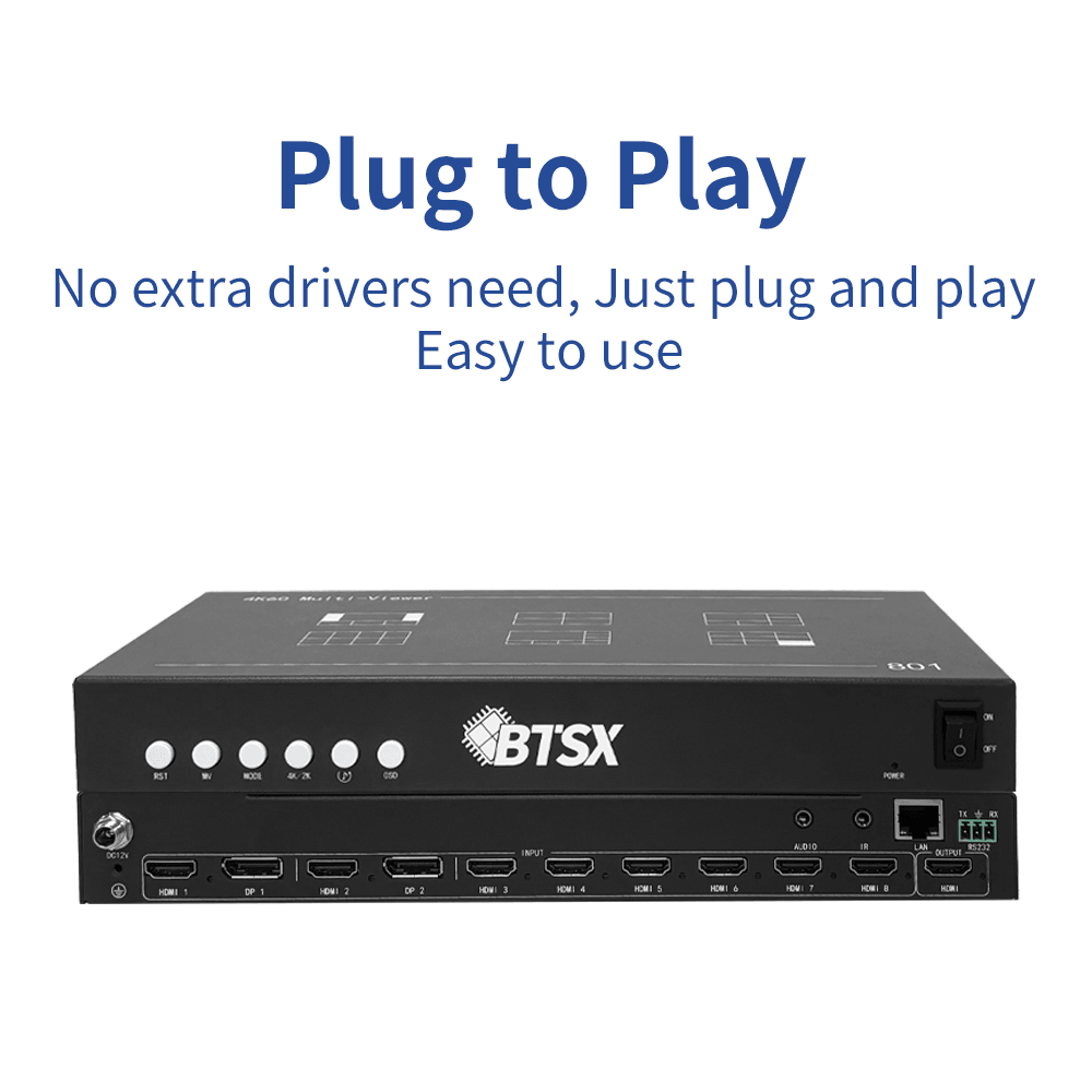 BIT MV 4K60 801 Video Switch infrared remote control multi-viewer HDMI/DP 1080P60