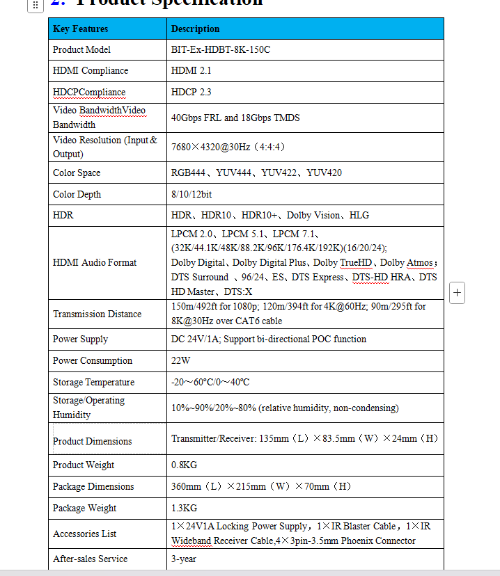 The 8K HDBaseT network extender can transmit networks within 150m