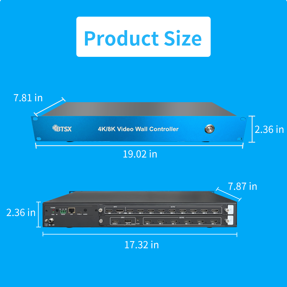 Controlador de videowall BIT 8K60, 1 entrada 15 salidas, salida 1920×1200@60Hz, interfaz HDMI, certificado CE/FCC.