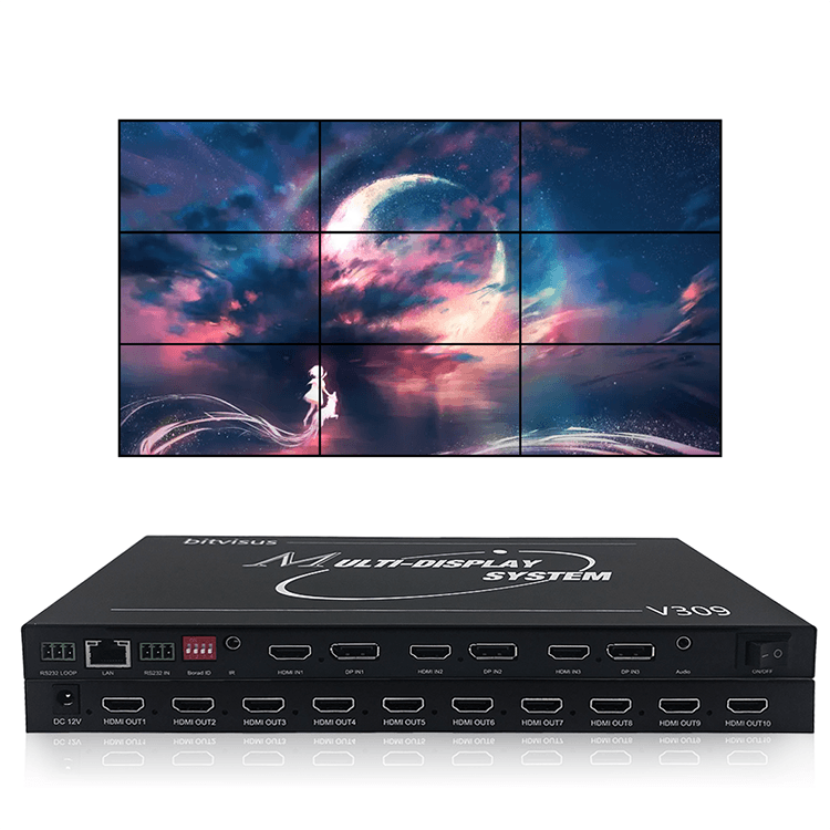 BIT-MSE-8K-309HD 8K Video Wall Controller 3x2 2x3 2x4 1x9 1x7 Multi-Projector System Processor HDMI/DP 3 In 9 Out - BITVISUS