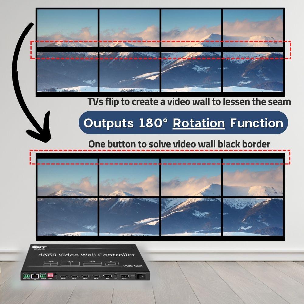 BIT-VWC-409R 4K 60Hz LCD Video Wall Controller Processor 2x2 3x3 HDMI DP Rotation Remote Control RS232 - BITVISUS
