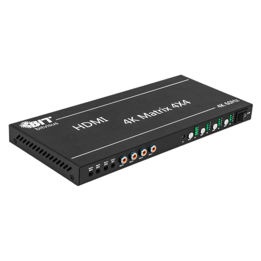 BIT-Ma-GS-4K60-0404 Digital 4x4 HDMI Matrix Splitter Switcher S/PDIF HDCP IR RS232 Control - BITVISUS