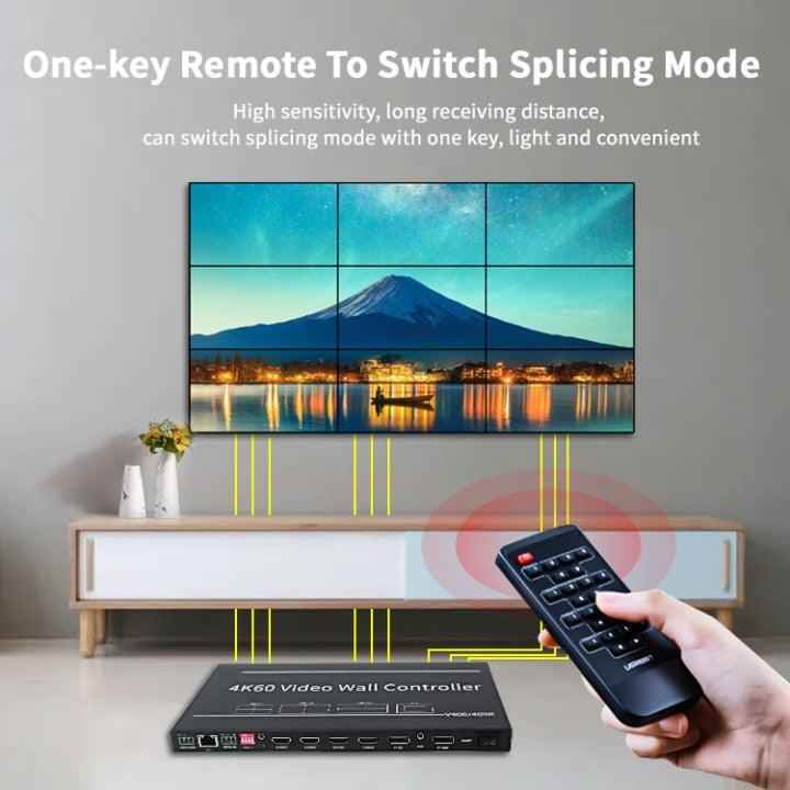 BIT-VWC-409R 4K 60Hz LCD Video Wall Controller Processor 2x2 3x3 HDMI DP Rotation Remote Control RS232