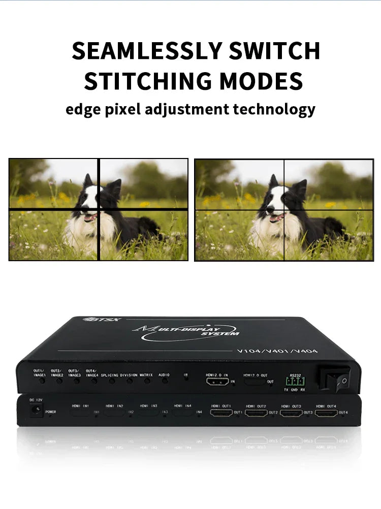 4K LCD Video Wall Controller Processor 90/180/270 Rotation 1 In 4 Out HDCP - BITVISUS