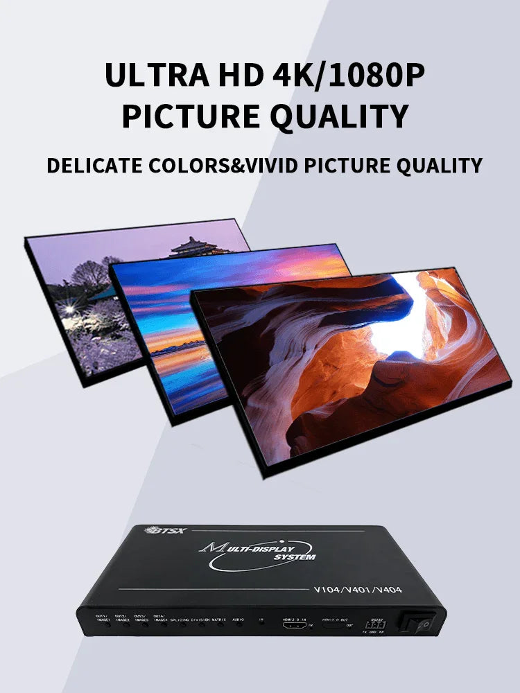 4K LCD Video Wall Controller Processor 90/180/270 Rotation 1 In 4 Out HDCP - BITVISUS