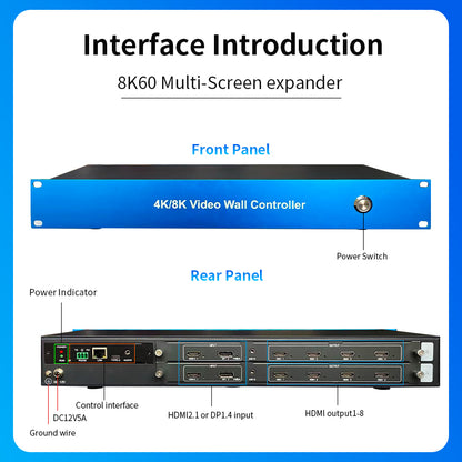 BIT-MSE-8K60Y-208Pro 8K60 Multi-Screen Extender | 2 In 8 Out | HDMI 2.1 & DP 1.4 | Video Wall Controller