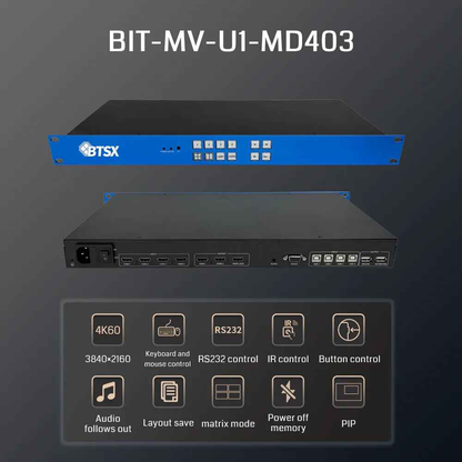 BIT-MV-U1-MD403 4K60 PIP  Seamless Switching  Matrix Switcher LCD KVM Multi-Picture Split Processor
