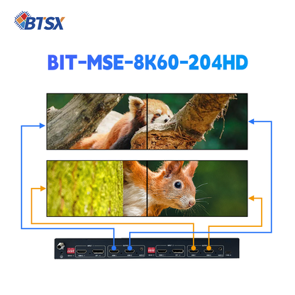 MSE-8K60-204HD 8K60Hz Video Wall Controller | 2×HDMI 2.1 + 2×DP 1.4 In, 4×HDMI 2.0 Out | 2×2 / 1×4 Multi-Screen Splicing