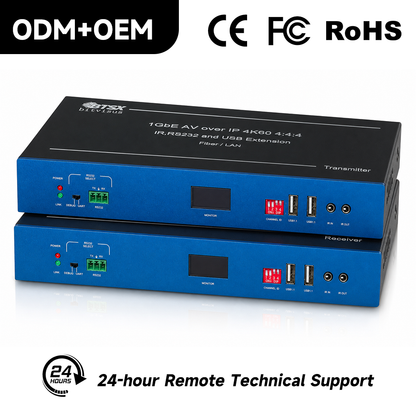 4K60 AV over IP encoder and decoder pair stacked front view