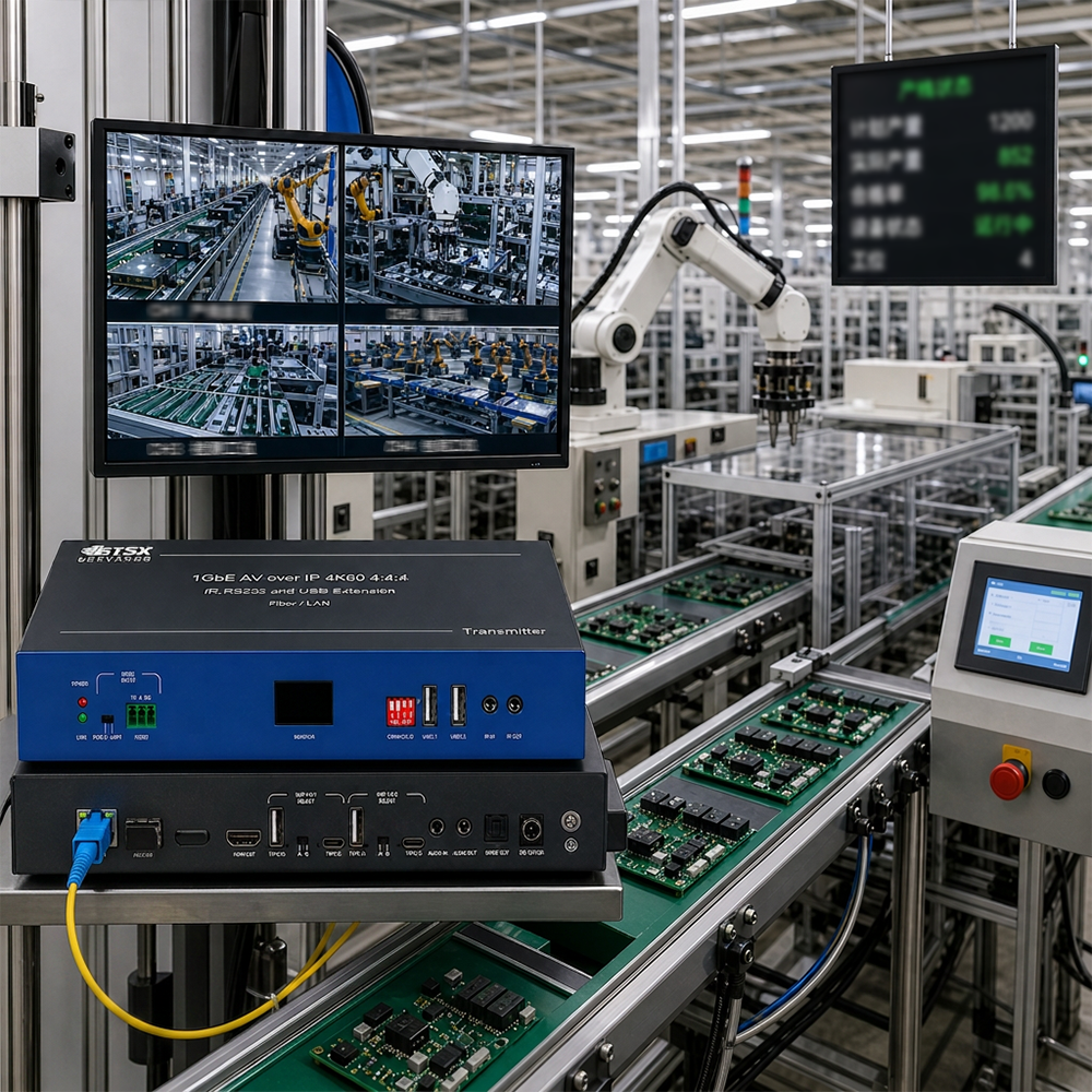 4K60 AV over IP factory industrial production line monitoring