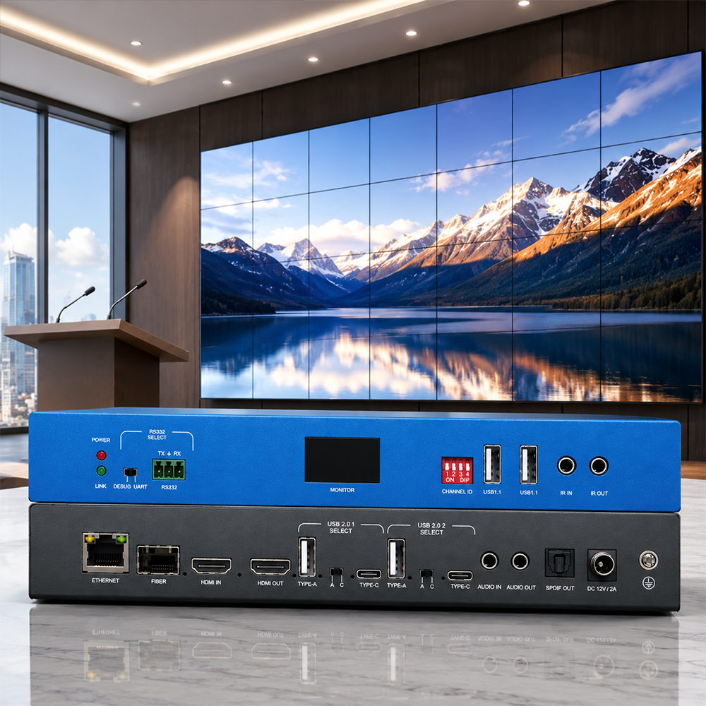 4K60 AV over IP video wall in corporate meeting room