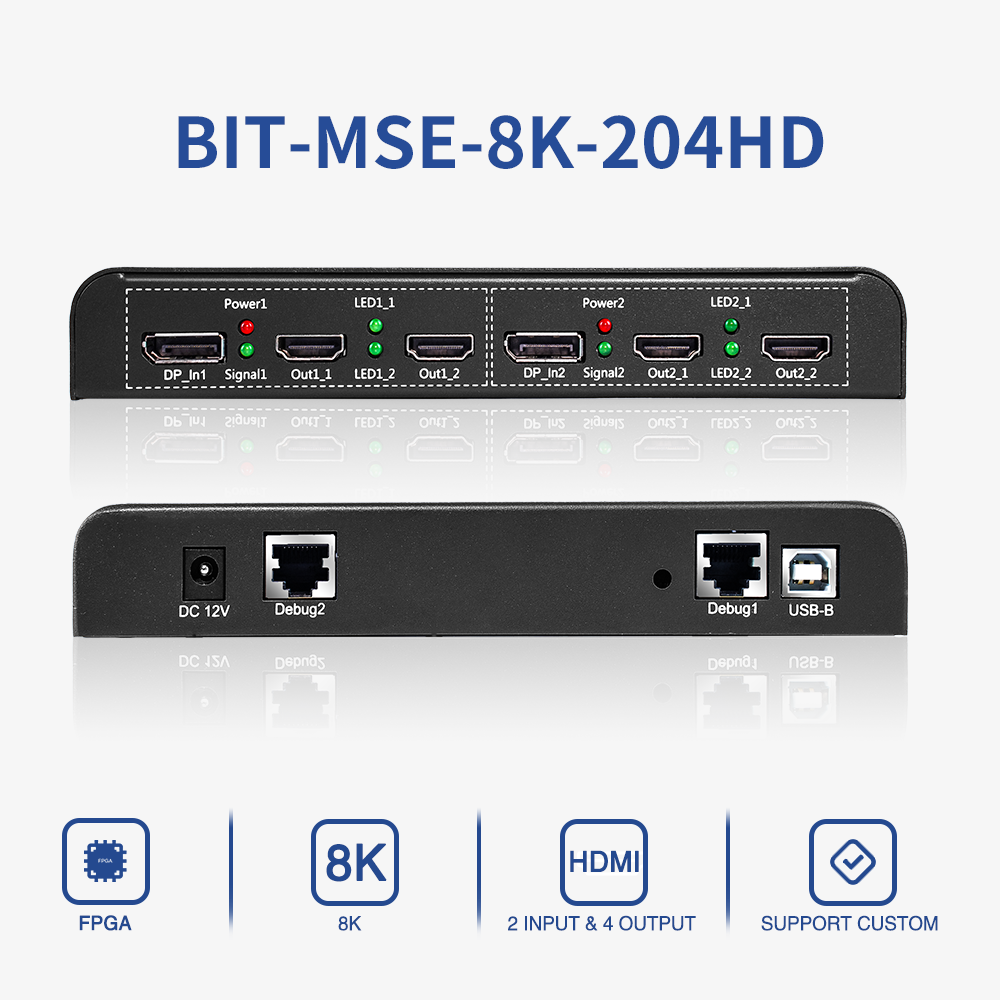 BIT-MSE-8K-204HD 8K30Hz 4K60Hz 2x2 1x4 1x3 1x2 Video Wall Controller Multi-Projector Processor HDMI/DP 2 Inputs 4 Outputs – BITVISUS