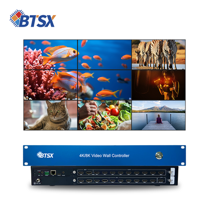 BIT-VP-809-2L multi-screen processor displaying 8 different sources on one video wall simultaneously