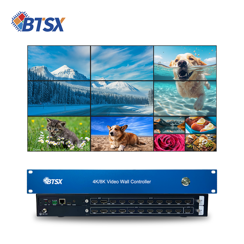 BIT-VP-809-2L multiview processor multi-picture layout on 3x3 video wall for monitoring