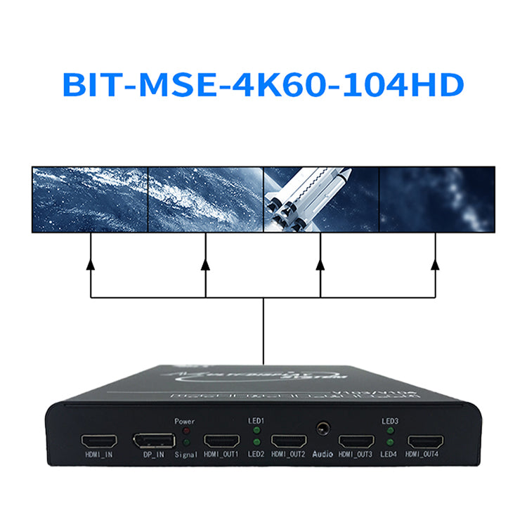 BIT-MSE-4K60-104HD 1x4 1x3 1x2 Video Wall Controller Projection Fusion System HDMI/DP 1 In 4 Out