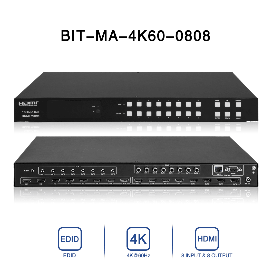 8x8 4K60 HDMI Matrix Switcher Splitter Smart EDID HDCP IR Remote ...