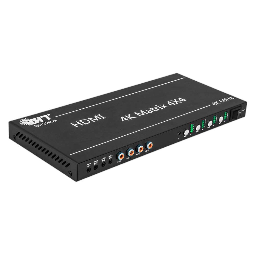 BIT-Ma-GS-4K60-0404 Digital 4x4 HDMI Matrix Splitter Switcher S/PDIF HDCP IR RS232 Control